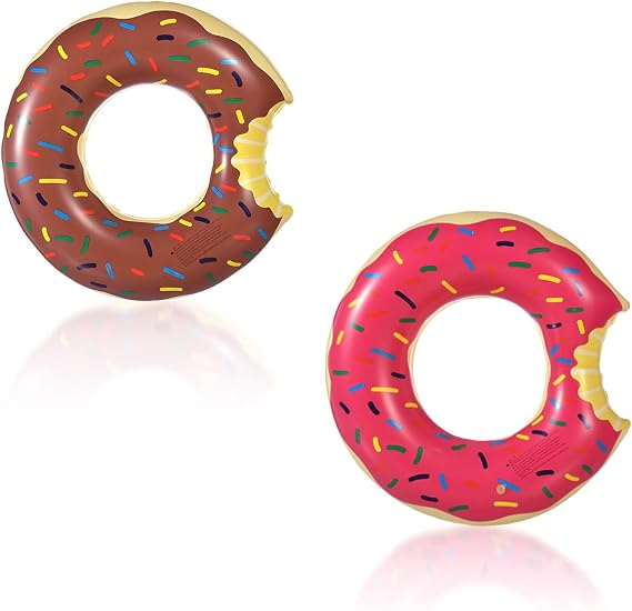 Pool Inflatables Donut Swimming Ring Rubber Rings for Kids Adult,70/90/120cm Pink Brown Doughnut Pool Ring Toy Inflatable Pool Floats Swim Tubes Rings for Women Girls Summer Party Beach Water Sport