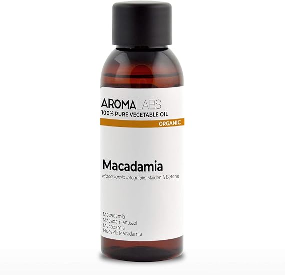 ORGANIC - MACADAMIA Oil - 50mL - 100% Pure, Natural, Cold Pressed and AB Certified - AROMA LABS (French Brand)