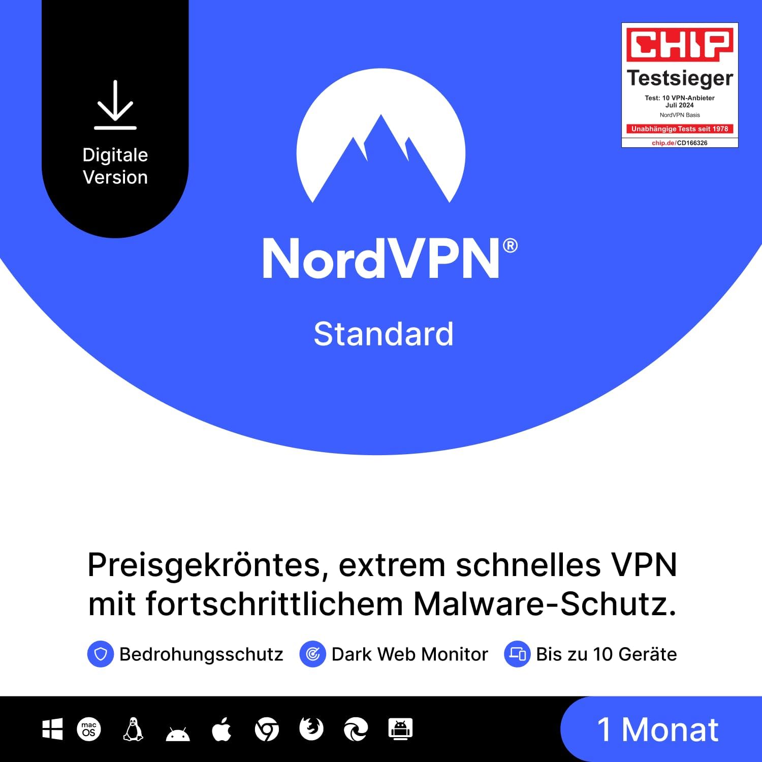 NordVPN Standard 10 Devices 1 Month VPN & Cybersecurity Digital Code