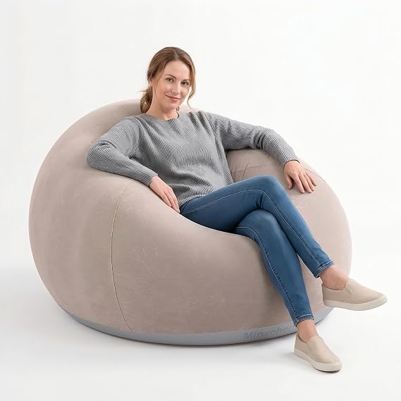 Inflatable Chair Sofa for Adults Foldable Blow Up Sofa Portable Lounge Chair for Camping, Living Room, Bedroom, Garden & Outdoor Use