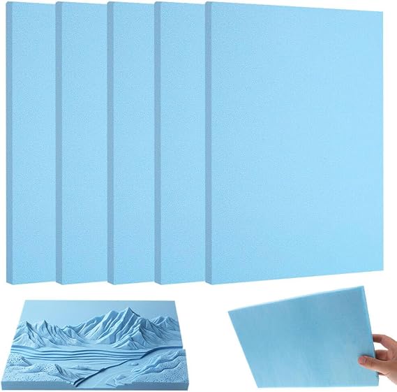 5 PCS Polystyrene Foam Board,Blue Polystyrene Sheet 30x20x2CM,Rectangle High Density Modeling Foam for DIY Crafting,Modelling,Sculpture Arts and Crafts Projects