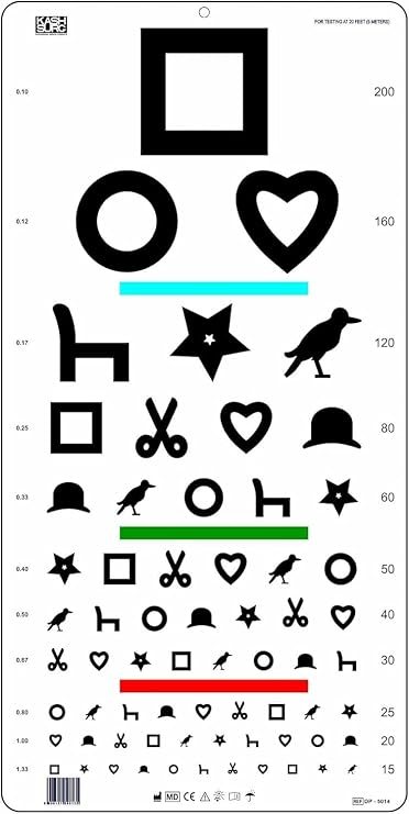 Ewing Illiterate OPTOMETRIC Visual Acuity Eye Chart - 6 m - 28 x 56 cm_198_Pack of 21