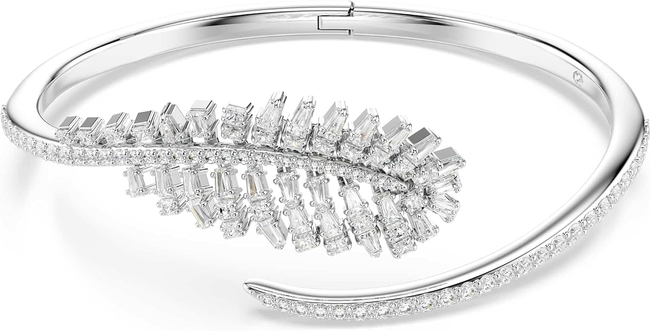 Swarovski Vienna Collection Bangle, Mixed Cuts, Feather, White, Rhodium Plated