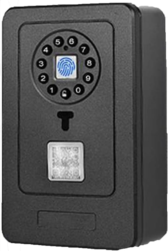 Smart Key Lock Box for Outside, Bluetooth Fingerprint Lock Box with APP Control, Fingerprint Recognize & Multiple Code Types, for Home, Garage, Office, Warehouse