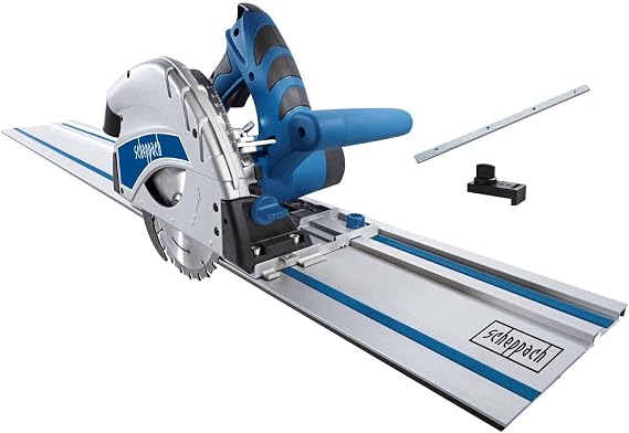 Scheppach PL55 Plunge Saw, 1200W, 160mm Circular Saw, 55mm Cut Depth, 1.5m Guide Rail, 45° Bevel, Track Saw Kit for Wood, Metal, Plastic, Flooring