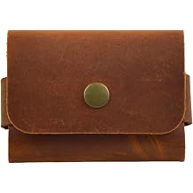 Hakiki Deri Minimal Kartlık, Erkek & Kadın Minimalist Kartvizitlik, Tek Çıtçıtlı Şık Para ve Cüzdan, Hediyelik Ürün (camel)