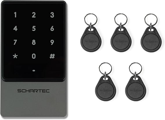 SCHARTEC Code Button with RFID Chip Transponder Button Set Card Reader Transponder Reader Access Control Code Keyboard Door Opener
