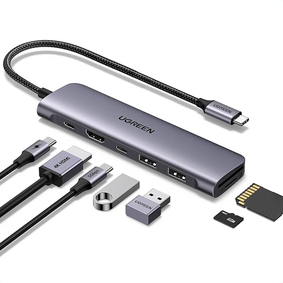 UGREEN USB C Hub, 7-in-1 USB Hub for Laptops, 4K HDMI to USB-C Adapter