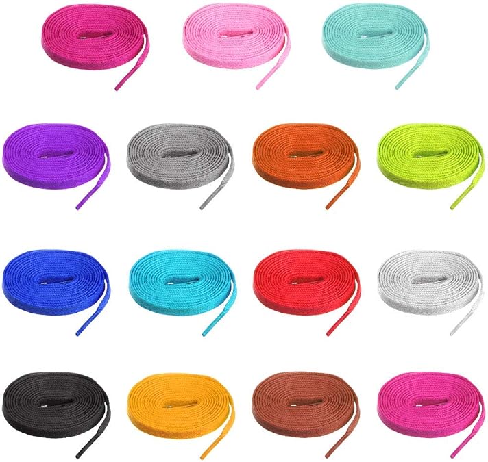 Siganorpy 15 Pairs 45inch Flat Coloured Athletic Shoe Laces Sneakers Skate Shoes Boots Sport Shoes