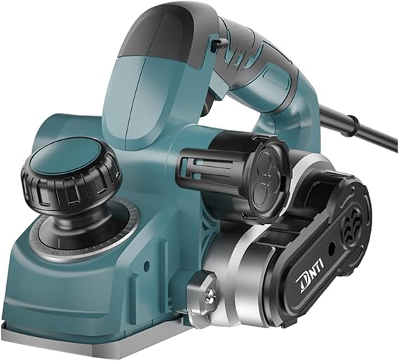 DNTI Electric brush with cable 1050W Planing width: 82 mm depth of 4 mm Includes adjustable buttons15000 rpm Smooth Finish for DIY Wood Planing Electric Planer 58219