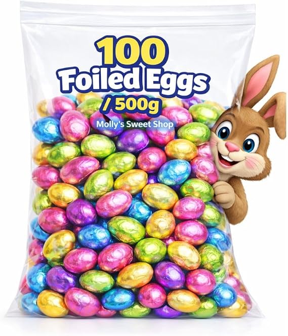 Solid Milk Chocolate Foil Easter Eggs x 500g (Approx 100 Eggs), Easter Egg Hunts & Gifts