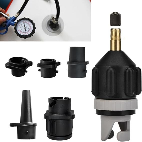 Inflatable Adapter for Air Pump, Sup Adapter Valve Adapter for Canoe with 4 Air Nozzles Air Pump Sup Converter for Kayaks Inflatable Boat Paddle Board Inflatable Bed