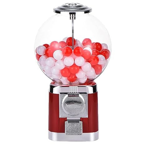 Vending Machine,Big Bubble Gumball Machine with 100 x 32mm Twisters,Countertop Ball Bulk Vending Machine,Ball Bulk Vending Machine(Red)