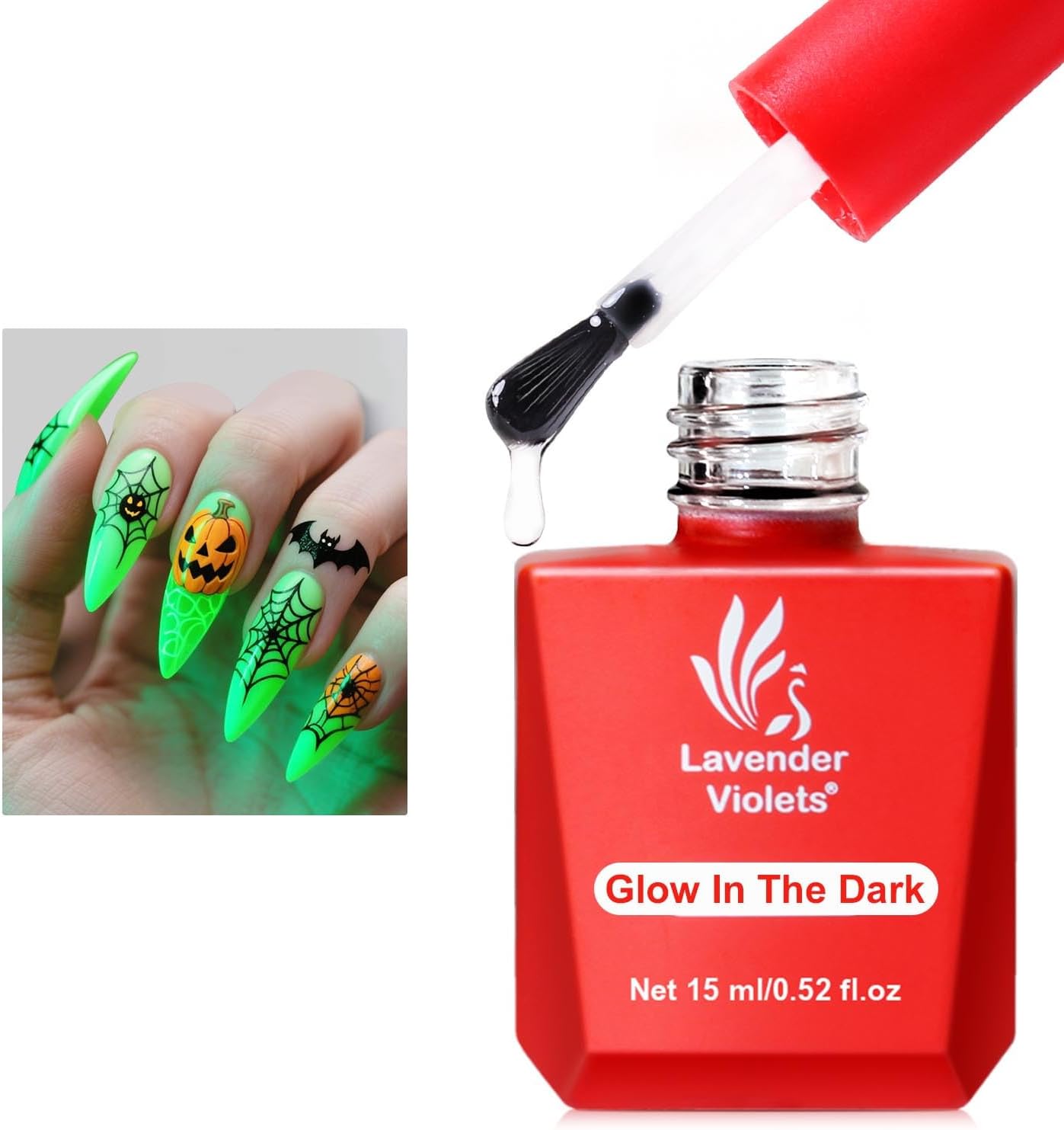 Lavender Violets 15ml Gel Top Coat Glow in the Dark High Glossy UV Gel Nail Polish No Wipe Top Coat Fairy Light Night Glows Halloween Costume Party Soak Off DIY LED Manicure Long Lasting A103