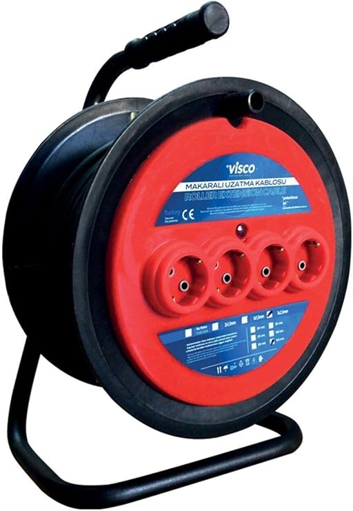 visco professional tools Visco Makaralı Seyyar Uzatma Kablosu 3 X 1,5-20 Metre,Mavi