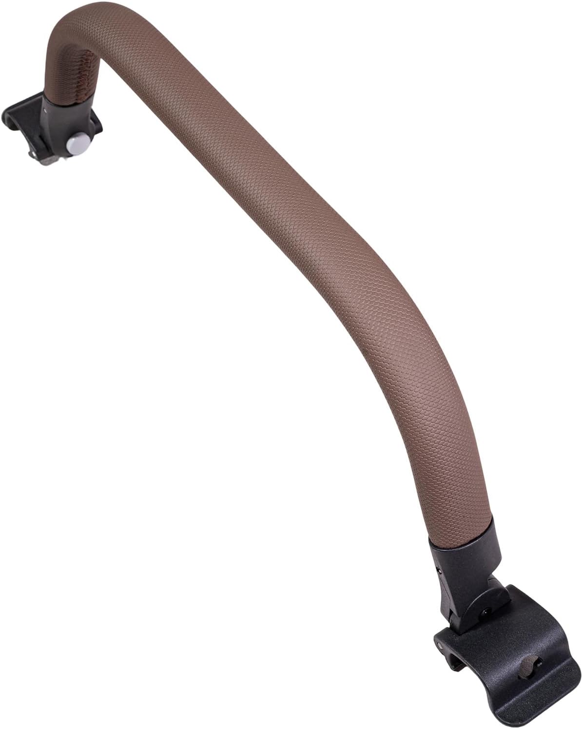 Joolz AER+/AERベビーカー用折りたたみ式バンパーバー - 片手で開くアームレスト- 取り付けと取り外しが簡単 - 快適なグリップハンドル - 赤ちゃんのおもちゃを吊るすのに最適 チャコールブラック テクスチャードレザー仕上げ ブラウン