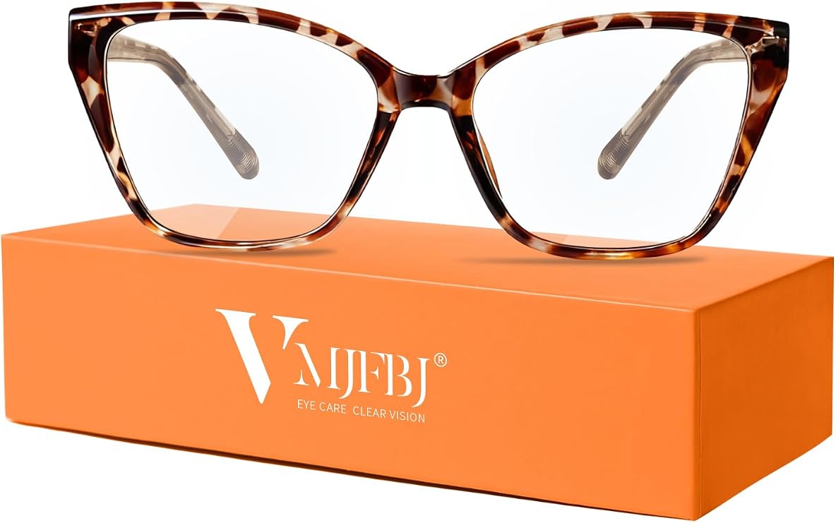 VMJFBJ Blue Light Glasses Womens, Fashion Cat Eye Anti Blue Light Blocking Eyeglasses, TR90 Bluelight Glasses for Computer & Gaming & Screen Use, Reduce Eye Strain & Improve Sleep