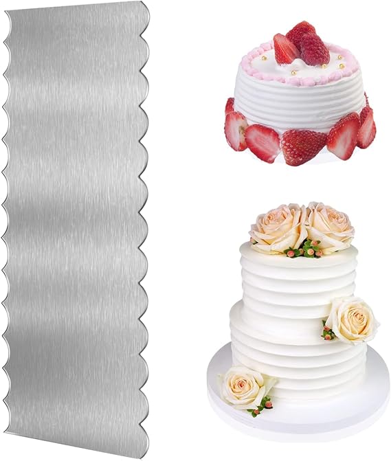 9 Inch Cake Scraper Buttercream Smoother, Large Cake Scraper, Metal Cake Scraper, Double Sided Cake Smoother for Buttercream for Birthday Wedding Home Party Cream Baking Decorating