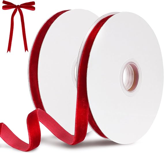 Red Velvet Ribbon, 10mm x 18m Soft Luxurious Velvet Ribbon