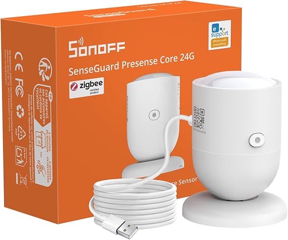 SONOFF SNZB-06P24 Zigbee Presence Sensor, 24GHz mmWave & Light Sensor, Zone Positioning, Self-Learning Calibration, USB-C powered, Works with Home Assistant, Alexa, SmartThings, Hub Required