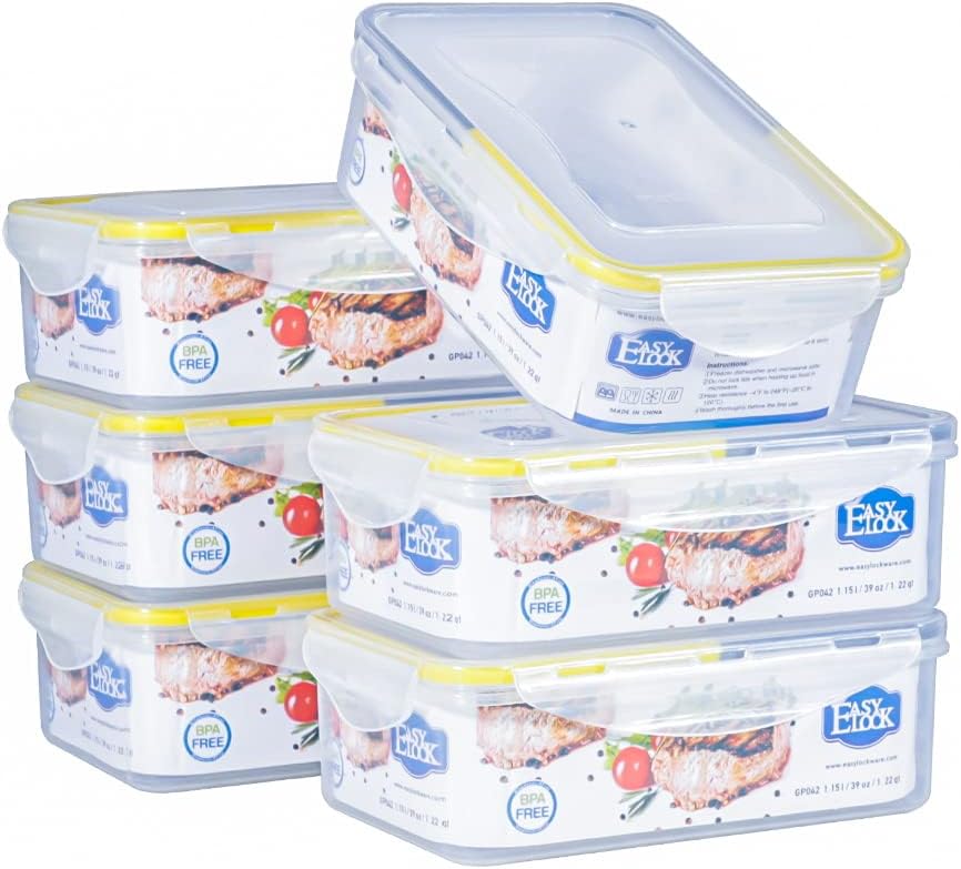 3 Pack Airtight Food Storage Container with Lids, Plastic Meal Prep Containers Reusable, 1.15L, Leak-proof Microwave Freezer Dishwasher Safe (Blue)