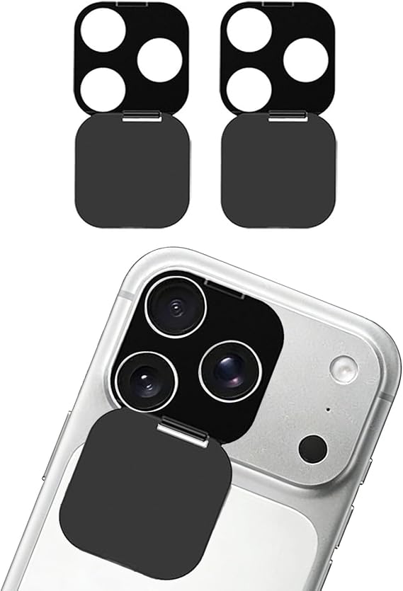 カメラレンズカバー iPhone 17 Pro/17 Pro Max対応 プライバシーとセキュリティプロテクター 強力な粘着力 ブラック 2パック
