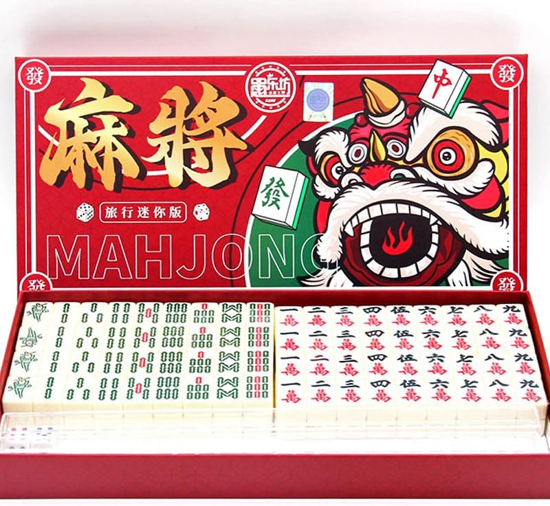 White Engraved Mini Majong Set,144 Tiles Mahjong Portable Chinese Toy With Box, Portable Family Mahjong Game Set Leisure Time Or Travel, Mini.