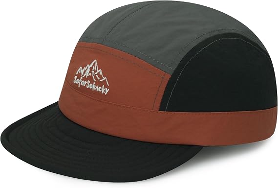 Clakllie Quick Dry 5 Panel Hat Short Peak Running Cap Flat Brim Hats for Women Men Lightweight Outdoor Sports Cap Golf Hat,BSSD2524-Orange