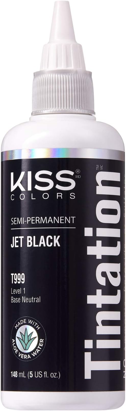 Kiss Tintation Semi Permanent Hair Colour With Argan Oil, Aloe Vera - Jet Black T999