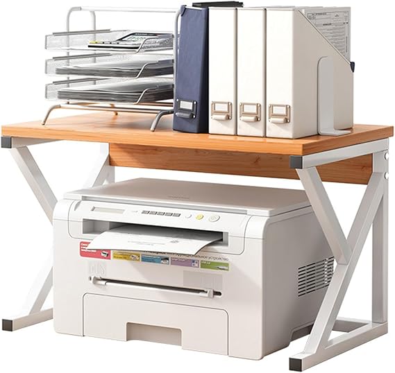 Desktop Printer Stand, Multi-purpose Desk Organizer Storage Shelf, Printer Shelf Easy to Assemble for Fax Machine, Scanner, Files, Books (Ktype B)