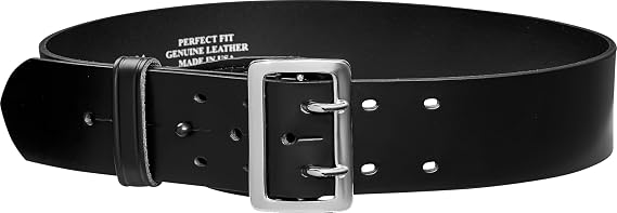 Perfect Fit Shield Wallets Sam Browne Economy Duty Belt, Unlined Leather, 2.25" Wide, Chrome Buckle, Made in USA