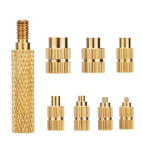 Heat Set Insert Tips, Soldering Iron Tips 3D Printer Parts, Brass Soldering Iron Melting Aid Tips for Threaded Inserts M2/M2.5/M3/M4/M5/M6/M8(Tip Change - 7 Sizes)