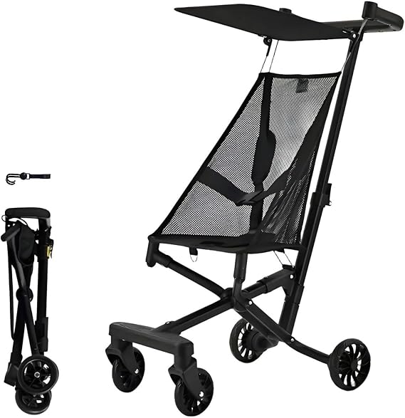 Lightweight Travel Stroller 2.8kg Instant Single Hand Fold 0-6 Years with Mesh Pockets