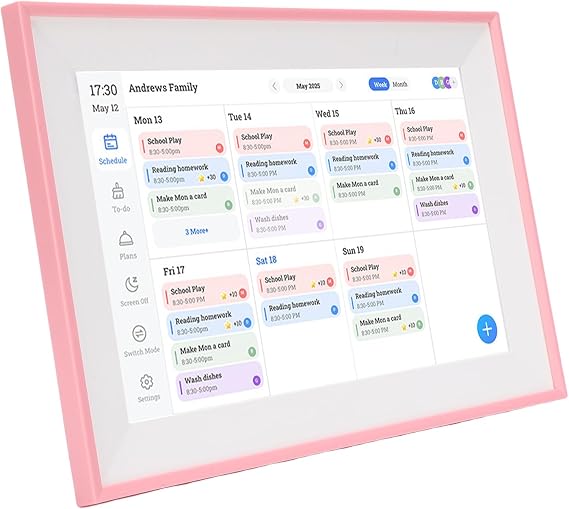 TARSHYRY Smart Digital Calendar, 10.1in HD Touchscreen Family Planner Skylight Frame Digital with Chore Chart Pink, Smart Electronic Calenda Digital Family Planner Christmas Gifts