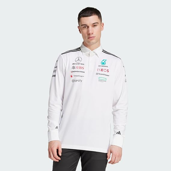 adidas Men's Mercedes - AMG Petronas Formula ONE Team Team Polo Long Sleeve Men