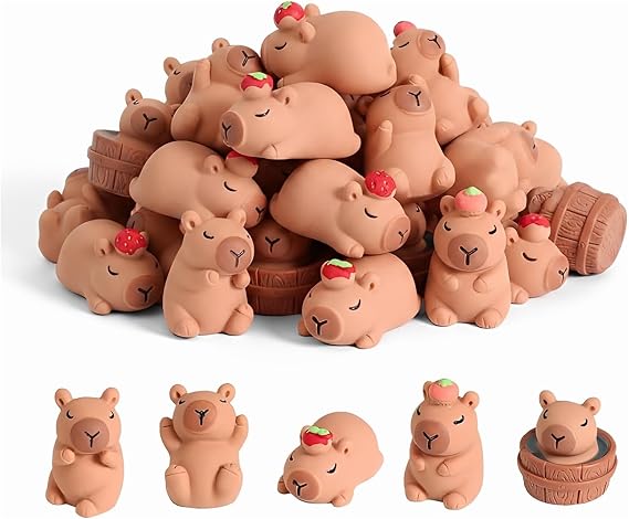 35Pcs Mini Capybara,5 Styles Mini Eco-friendly Figures Resin Animals，Capybara Cake Decorations, Miniature Landscape Decoration, Dollhouse Accessories,Car Dashboard Ornaments