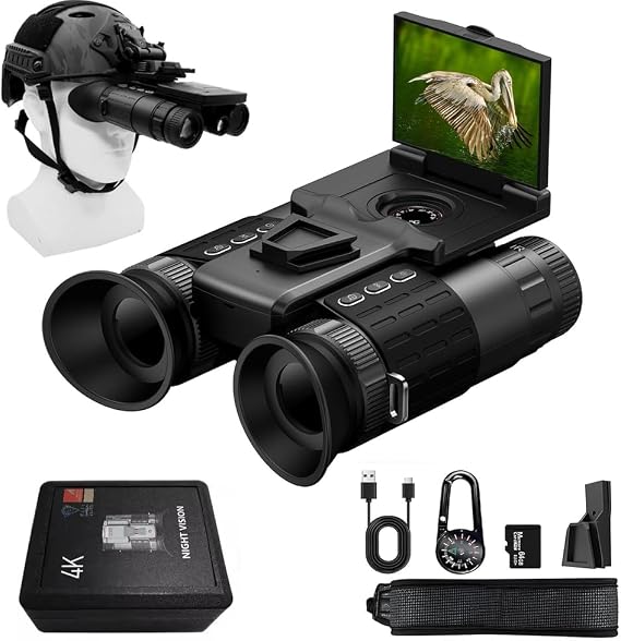 大人用4k Uhd/58mpデジタルナイトビジョンゴーグル - ヘッドマウント型赤外線ナイトビジョン双眼鏡 2.4インチLcdディスプレイ、8倍デジタルズーム