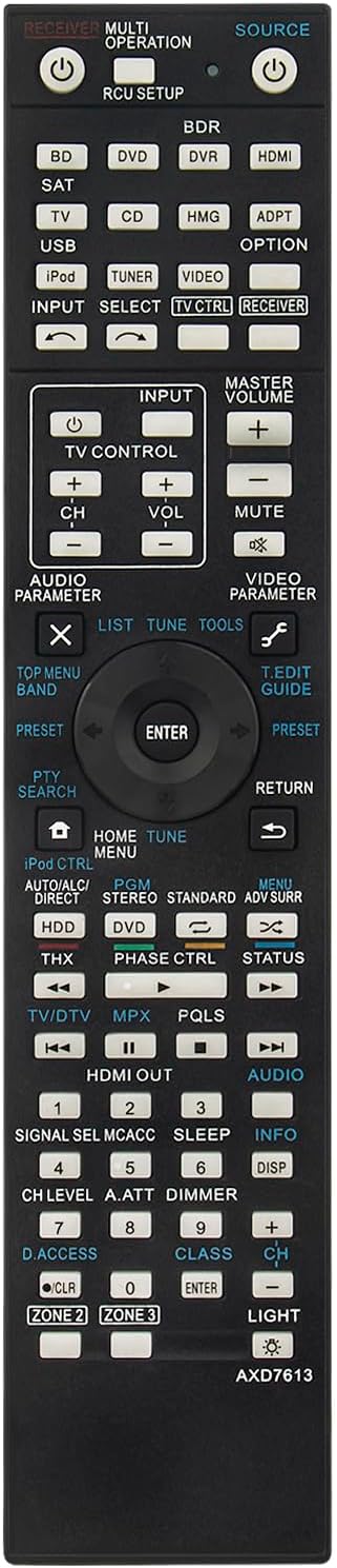 VINABTY AXD7613 Replacement Remote Control Applicable For Pioneer AV Receiver VSX-LX55 SC-35 VSX-33 VSX-32 SCLX75 VSX-2021-K SC-LX82 VSX-2020-K VSX-1123-K SC-LX75,Compatible with AXD7591