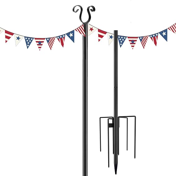 Urban Deco String Light Pole 2.7M 5 Prong Fork Pole Stand, Outdoor String Light Pole Stand Weather Resistant for Halloween