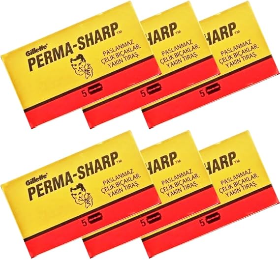 Perma-Sharp Çift Taraflı Tıraş Bıçağı, 6 Kutu x 5 Adet, Toplam 30 Jilet