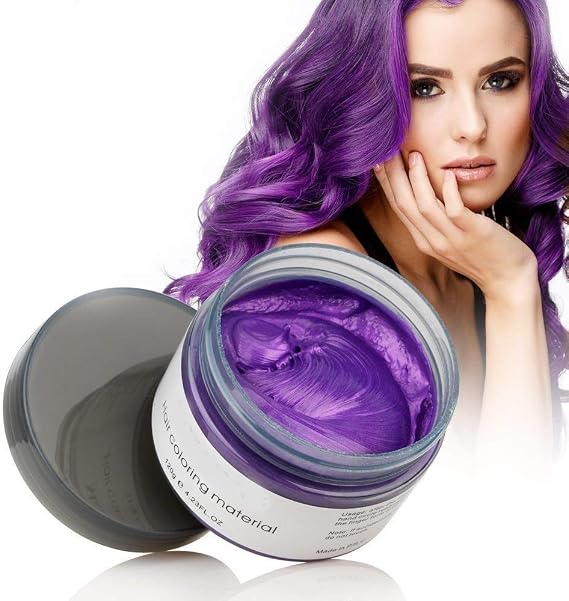 Temporary Hair Wax Colour, OCHILIMA Green Hair Wax Hair Style Dye Mud, Natural Ingredients Washable hair Styling Cream for Men Women Coloring wax 120g /4.23 Oz (Purple)