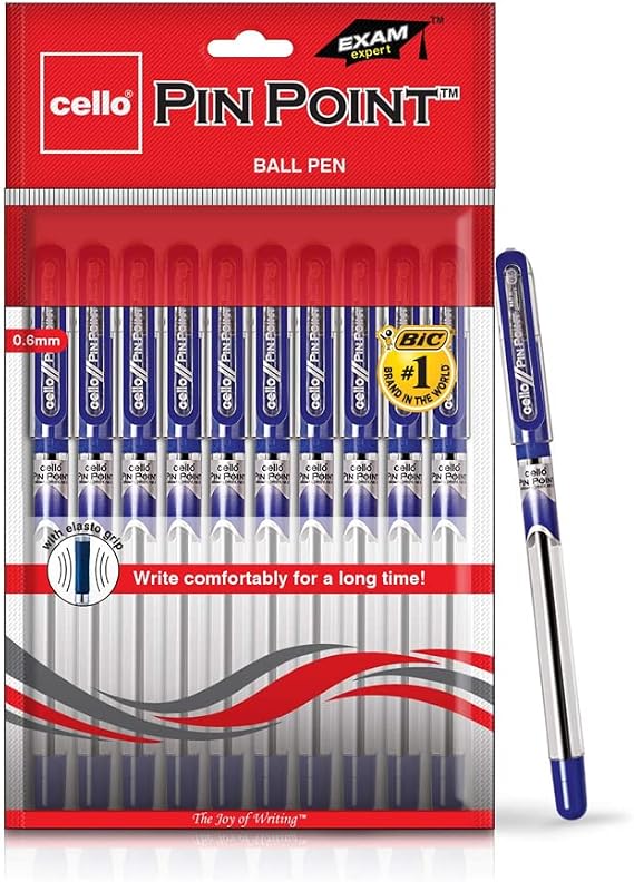 Cello Pin Point - XS Ball Point Pen (10Pcs) (Red)