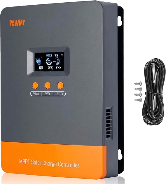 MPPT Solar Charging Controller 60A 12V/24V/36V/48V Automatic, 60Amp Solar Regulator Charging Current can be set to a range of 2-60A, Support up to 12 solar controllers in parallel