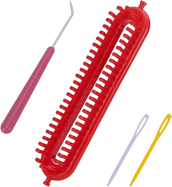 HOBBIESAY Rec Knitting Looms Knitting Loom Long Knit Loom with a Crochet Hook and Needle Yarn Cord braider for Beginners Christmas Hat Scarf Shawl Sweater Socks