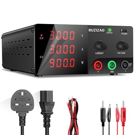 Bench Power Supply Variable, 30V 30A High Power 900W DC Power Supply Adjustable with Encoder Knob & Output Switch, Lab Switching Power Supplies 4-Digits LED Display for Repair/Test
