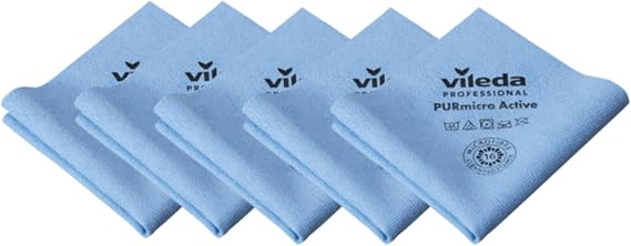 Vileda Professional,Microfibre cloth PurMicro Active,Blue,5pcs,PUR,38x35cm