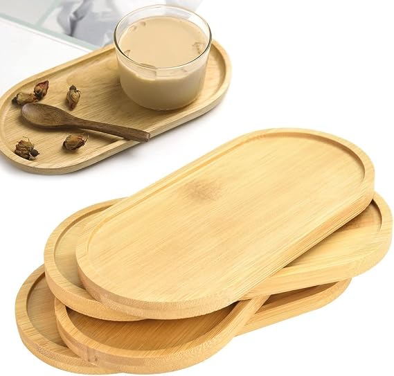 Bambu Oval Sunum ve Servis Tepsisi Yağdanlık Altlığı Mutfak ve Banyo Organizer Sunumluk Kahvaltı Tabağı Çerezlik Kahvelik Çok Amaçlı Sunumluk