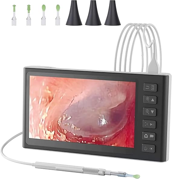 Digital Otoscope with 7 Inch IPS Screen, 3.9mm Ear Wax Removal Tool Camera with 6 LED Lights, Visual Ear Camera and Wax Remover, Supports Photo Snap and Video Recording