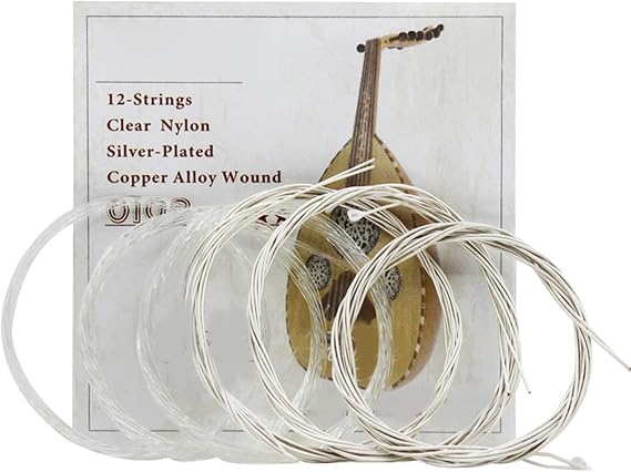 Oud Strings Set, Nylon and Silver-Plated Copper Alloy Strings for Oud Accessory Parts(12 strings)