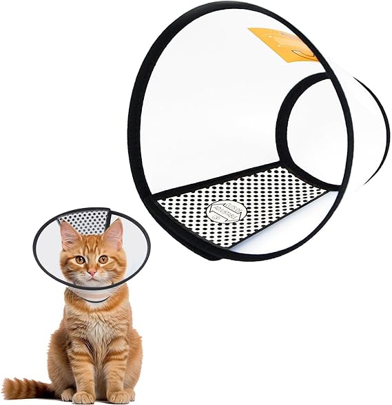 Black Lightweight Plastic Cat Cone Elizabethan Collar Recovery Prevent Lick